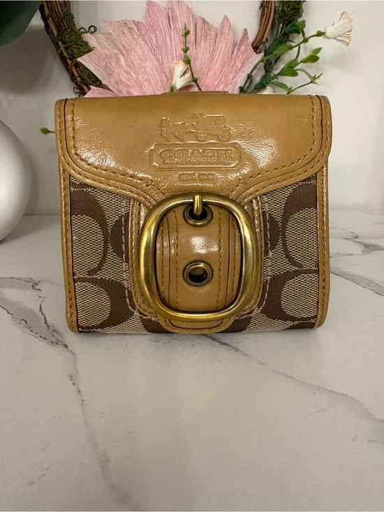 Coach Handbags - Coach Bleecker Signature Canvas Buckle Wallet in Tan/Brown